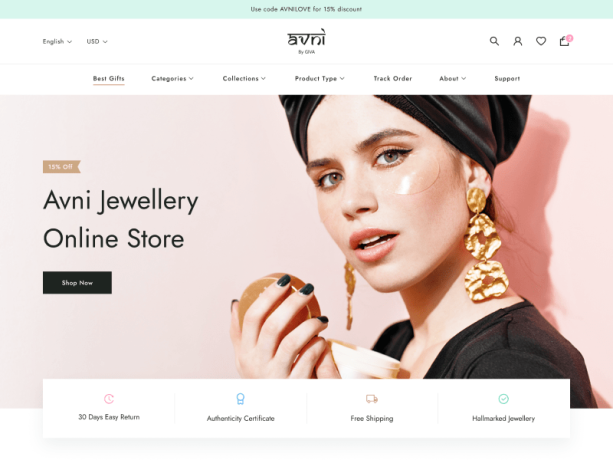 Avni – Jewellery Ecommerce Website
