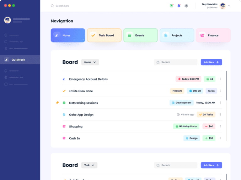 Quicktask - Task Management UI Kit - Getweb Inc